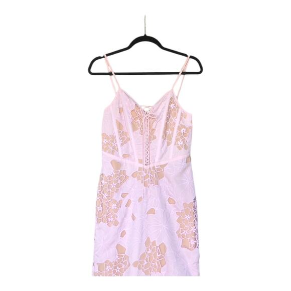 NBD Camari Lace Up Midi Dress Pink Zip Back Adjustable Shoulder Strap Small NWT - Picture 4 of 13